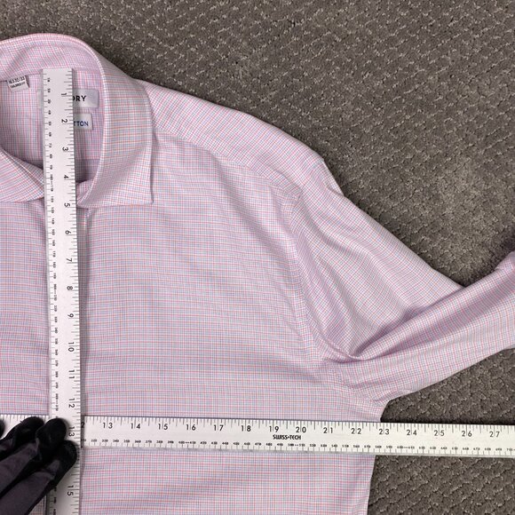 Twillory Shirt Men's 16.5 32/33 White Blue Pink Button Down Performance Non Iron - Picture 9 of 14